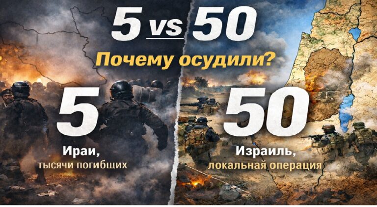 Сравнение реакций экспертов ООН: Иран — тысячи людей погибли во время подавления протестов, реакция пяти экспертов; Израиль — локальная операция против террористов и осуждение со стороны десятков экспертов.