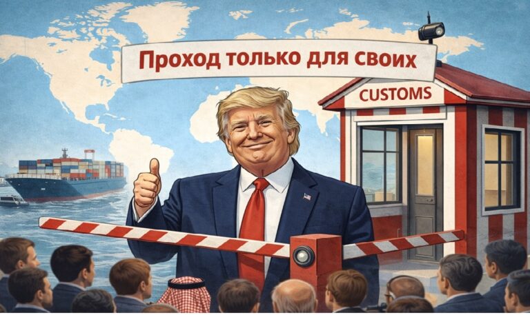 Визуальная метафора политики США по контролю торговых путей и глобальной логистики