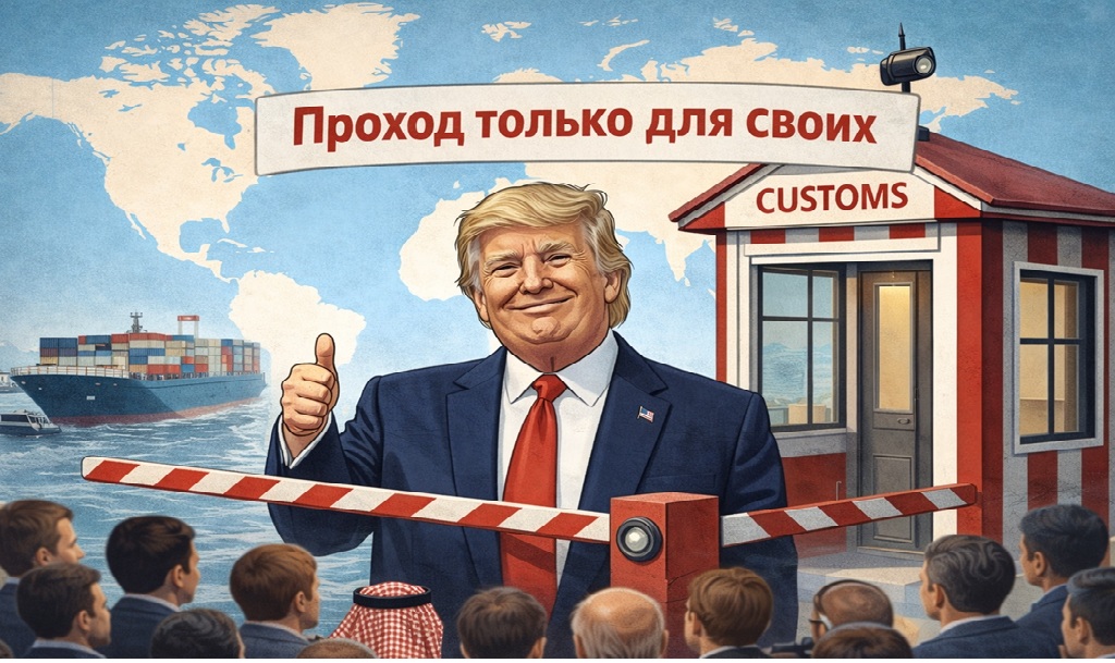 Визуальная метафора политики США по контролю торговых путей и глобальной логистики