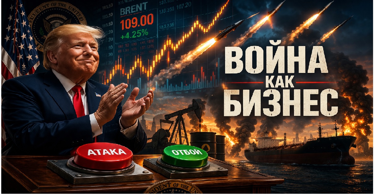 Дональд Трамп, рост цен на нефть и ракеты на фоне графика — иллюстрация связи войны и биржевых рынков