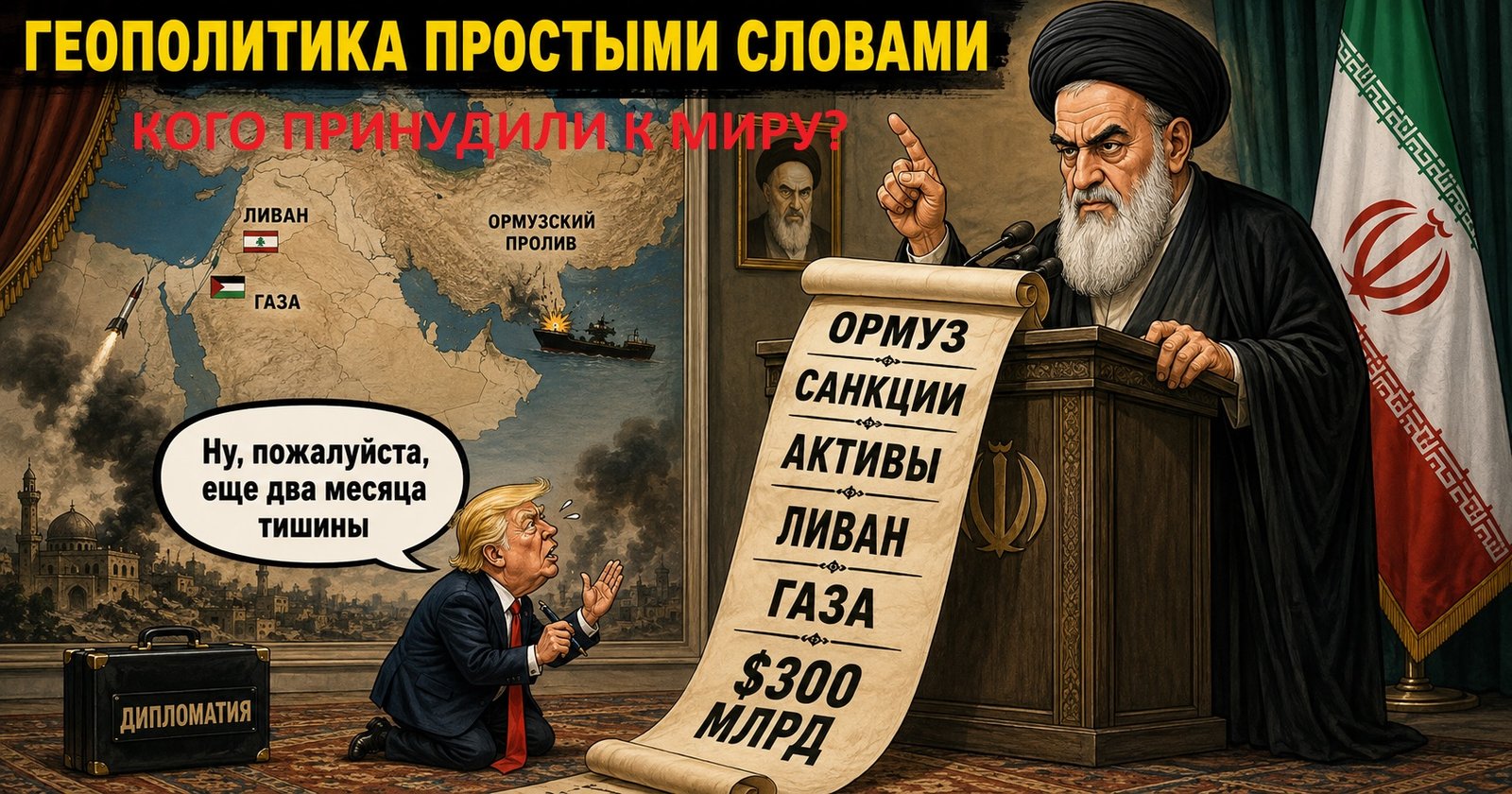 Трамп просит два месяца тишины, а Иран выдвигает условия по Ормузу, санкциям, активам, Ливану и Газе