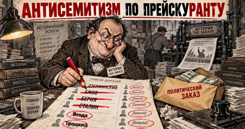 Антисемит вычеркивает из списка фамилии, не подходящие под заранее заданную версию истории